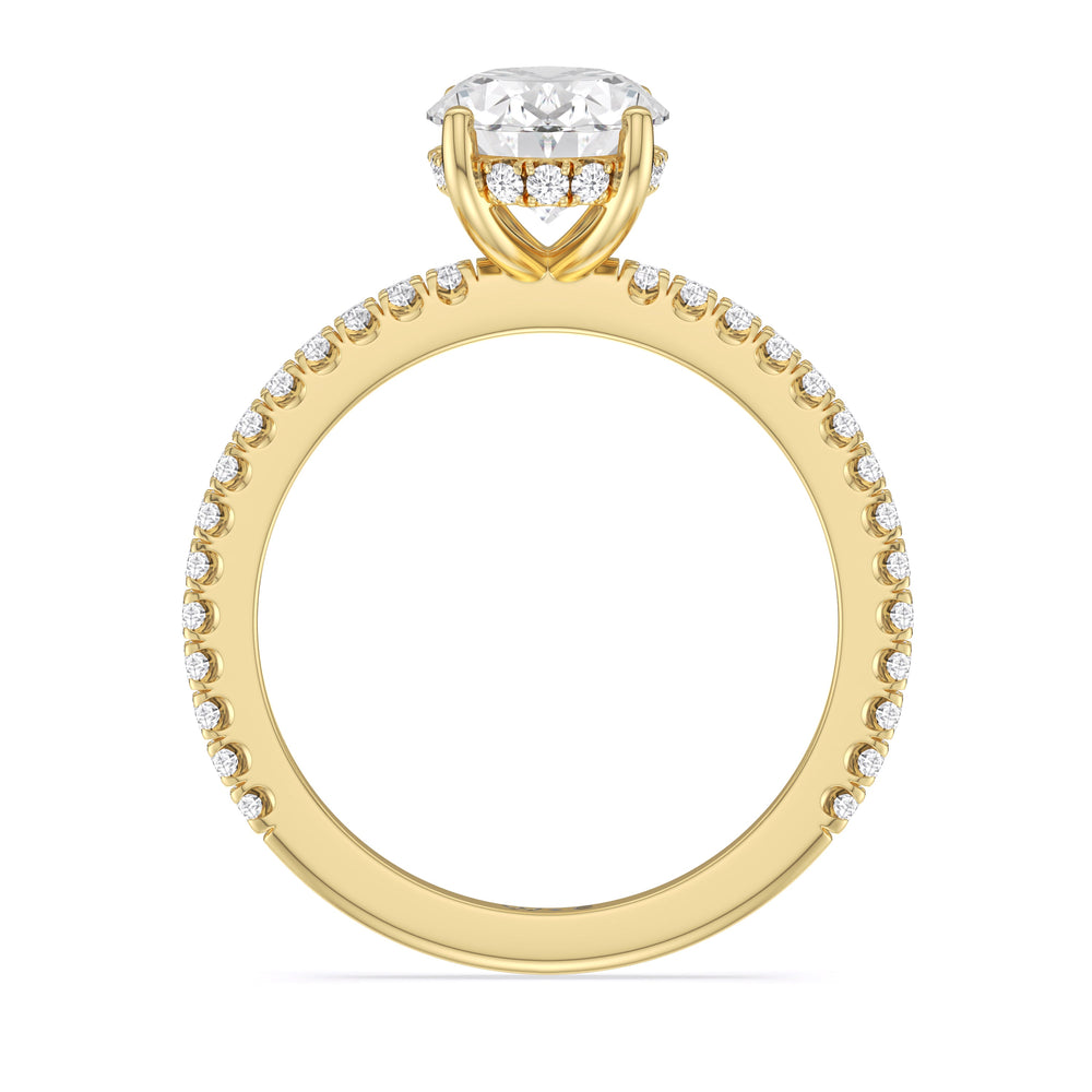 Oval Cut Classic Hidden Halo Engagement Ring (E+ VVS+) with Lab Grown Diamond in 14KT Yellow Gold view 3