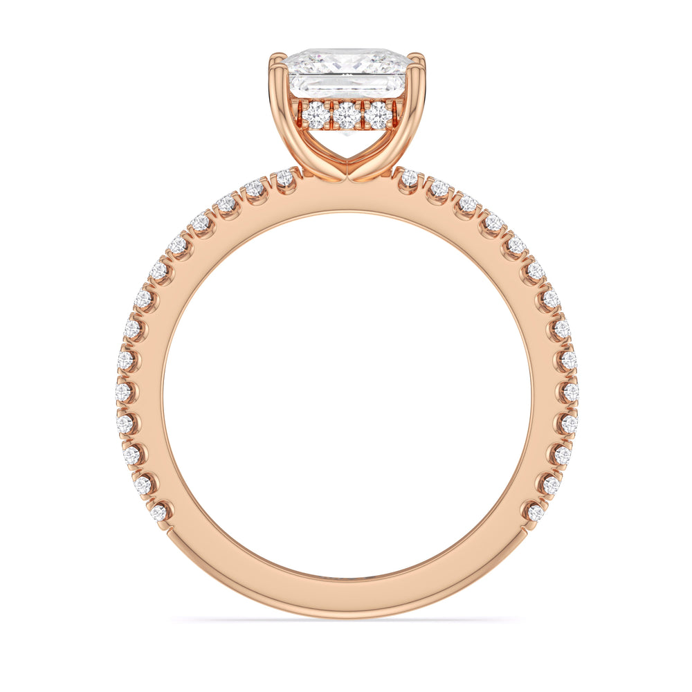Princess Cut Classic Hidden Halo Engagement Ring (E+ VVS+) with Lab Grown Diamond in 14KT Rose Gold view 2