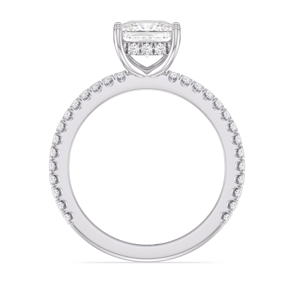 Princess Cut Classic Hidden Halo Engagement Ring (E+ VVS+) with Lab Grown Diamond in 14KT Platinum view 2
