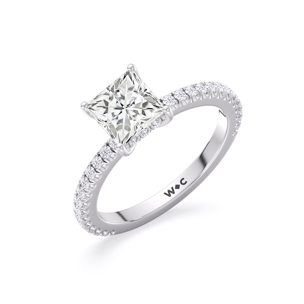 Princess Cut Classic Hidden Halo Engagement Ring (E+ VVS+) with Lab Grown Diamond in 14KT Platinum view 3