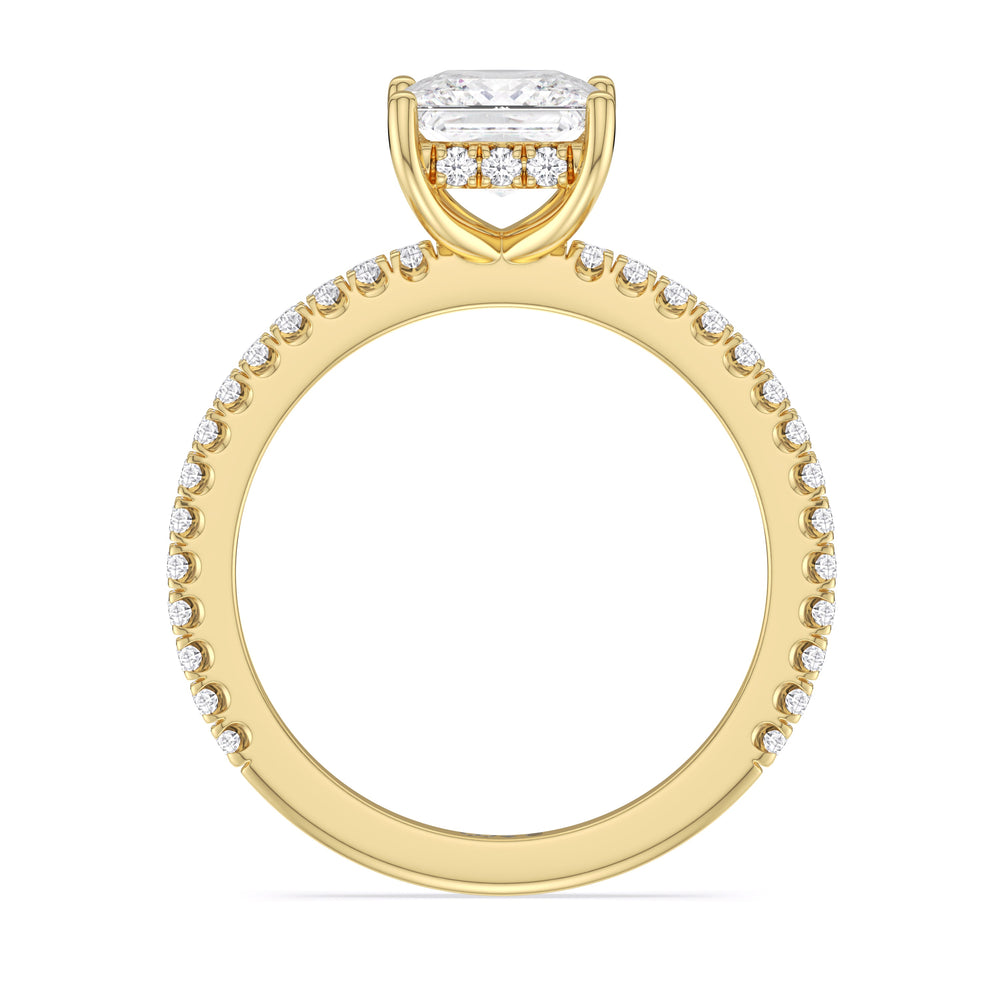 Princess Cut Classic Hidden Halo Engagement Ring (E+ VVS+) with Lab Grown Diamond in 14KT Yellow Gold view 2
