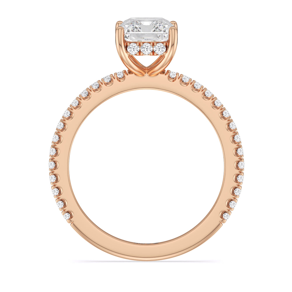 Radiant Cut Classic Hidden Halo Engagement Ring (E+ VVS+) with Lab Grown Diamond in 14KT Rose Gold view 3
