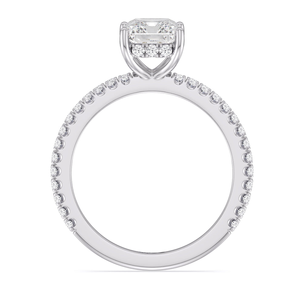 Radiant Cut Classic Hidden Halo Engagement Ring (E+ VVS+) with Lab Grown Diamond in 14KT Platinum view 3