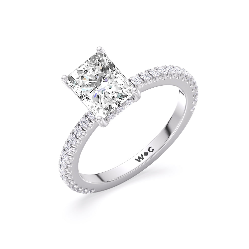 Radiant Cut Classic Hidden Halo Engagement Ring (E+ VVS+) with Lab Grown Diamond in 14KT Platinum view 4