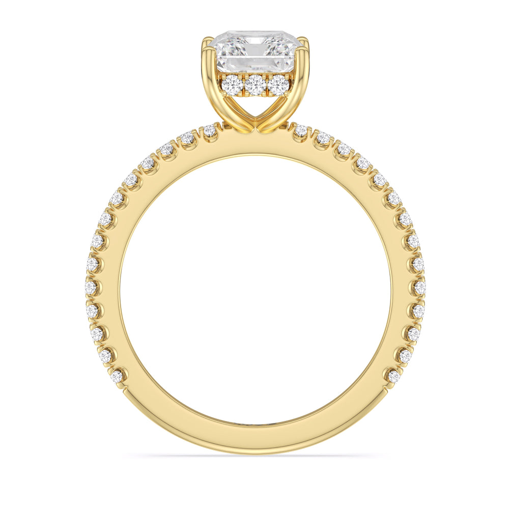 Radiant Cut Classic Hidden Halo Engagement Ring (E+ VVS+) with Lab Grown Diamond in 14KT Yellow Gold view 3