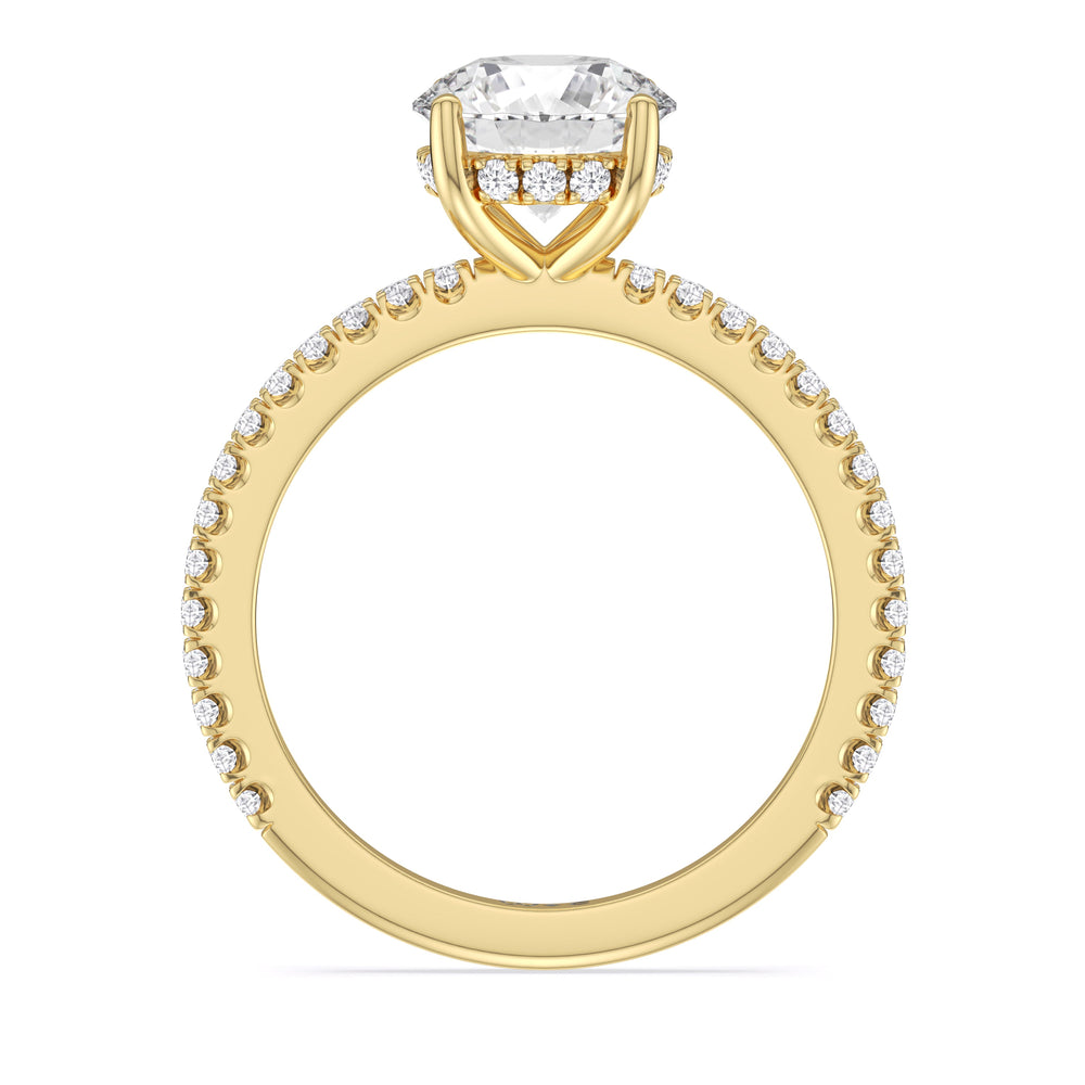 Round Cut Classic Hidden Halo Engagement Ring (E+ VVS+) with Lab Grown Diamond in 14KT Yellow Gold view 3