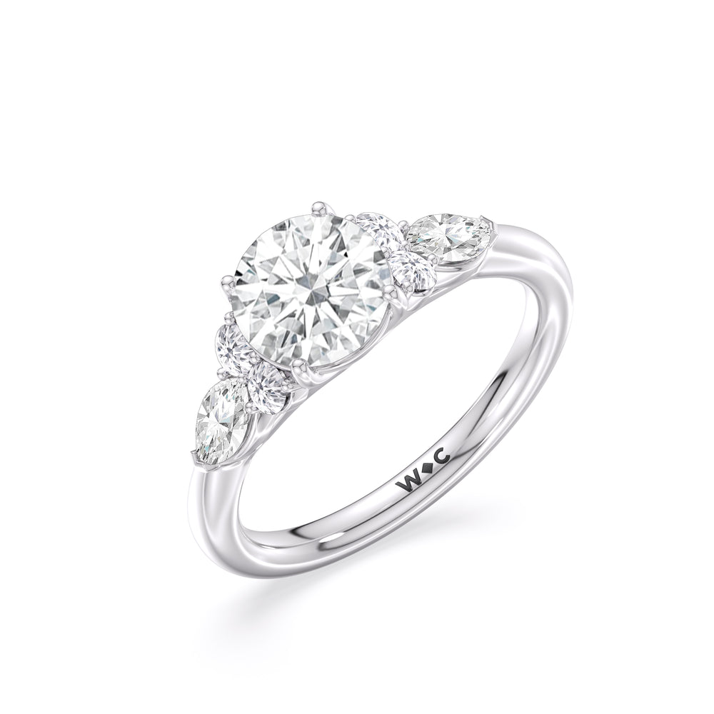 Round Cut Trio Cluster Engagement Ring with Lab Grown Diamond in 14KT Platinum view 3