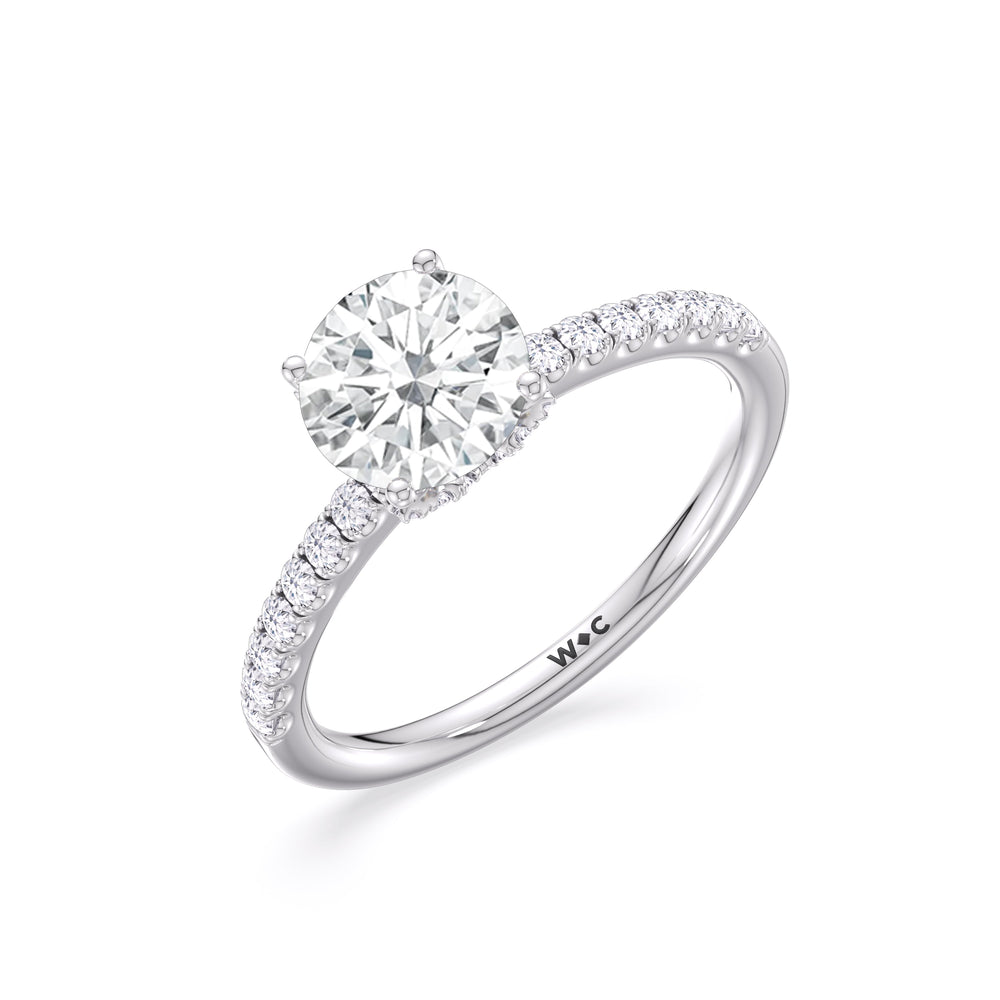 Chevron Hidden Halo Engagement Ring with Round Cut Diamond in 14KT Platinum view 4