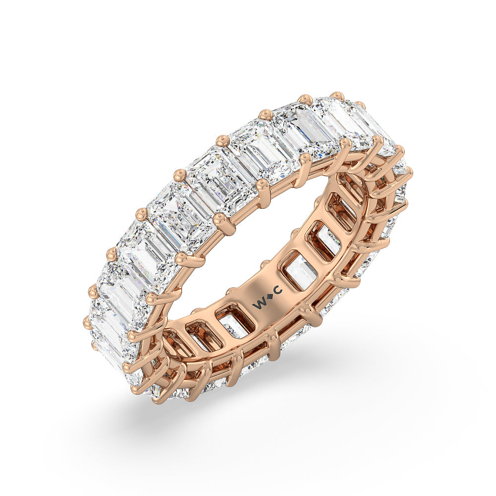 Emerald Cut Diamond Eternity Ring with 18KT Rose Gold / Natural / 6 5/8 Cut Diamond in 14KT Rose Gold / Natural / 6 5/8 view 3