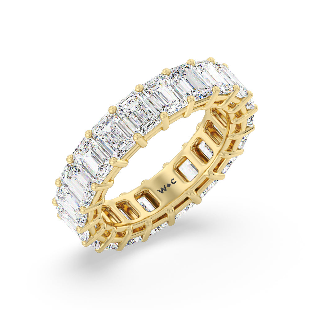 Emerald Cut Diamond Eternity Ring with 18KT Yellow Gold / Natural / 6 5/8 Cut Diamond in 14KT Yellow Gold / Natural / 6 5/8 view 3