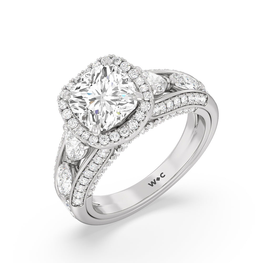 Cushion Cut The Apollo Ring with Lab Grown Diamond in 14KT Platinum view 3