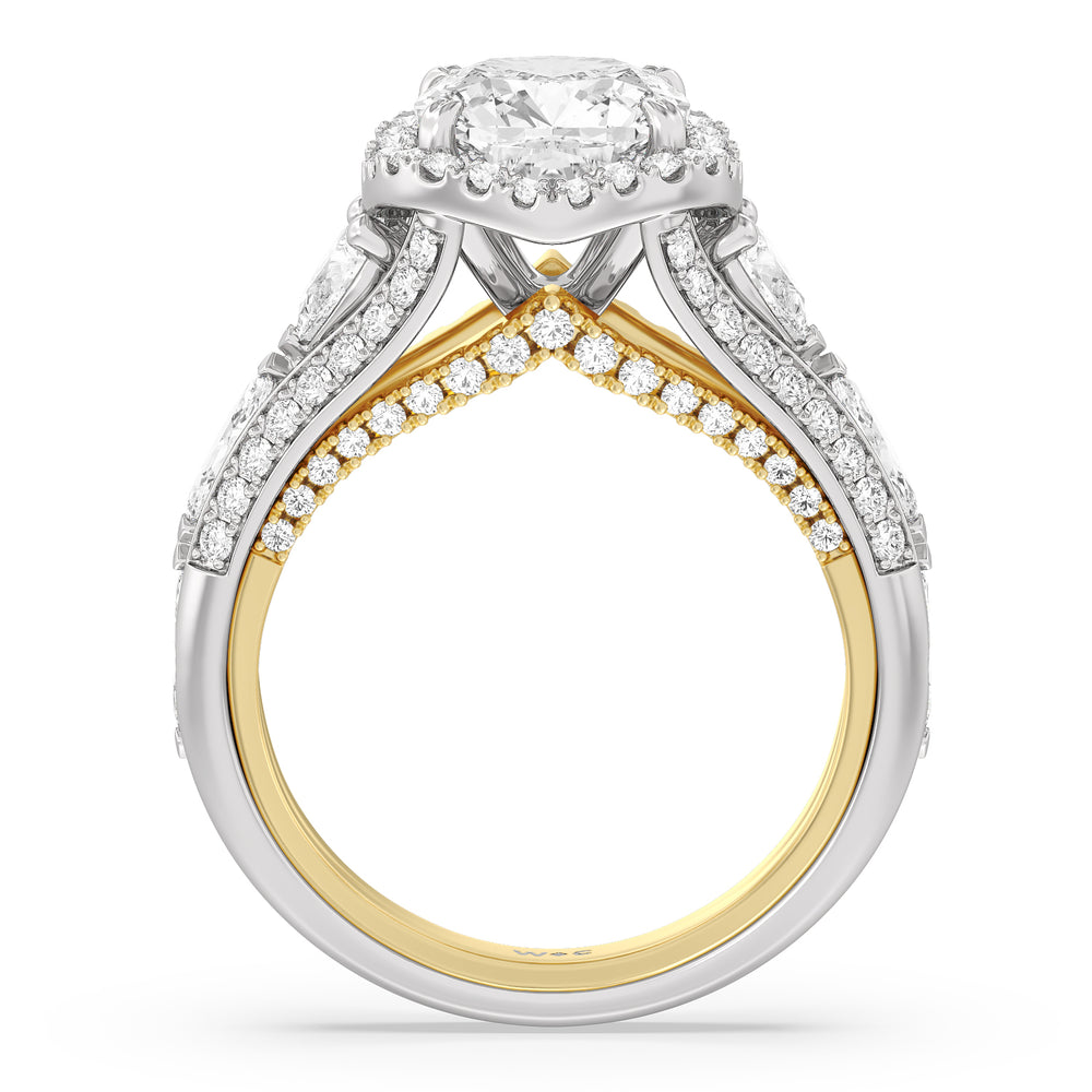 Cushion Cut The Apollo Ring with Lab Grown Diamond in 14KT White & Yellow Gold view 2
