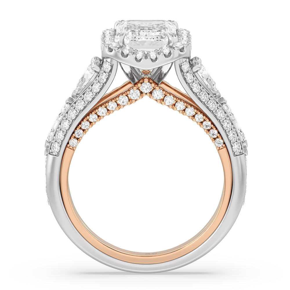 Emerald Cut The Apollo Ring with Lab Grown Diamond in 14KT White & Rose Gold view 2