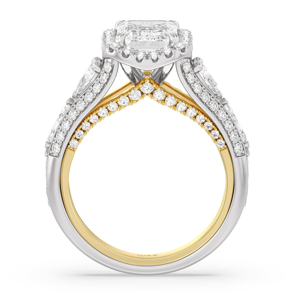 Emerald Cut The Apollo Ring with Lab Grown Diamond in 14KT White & Yellow Gold view 2