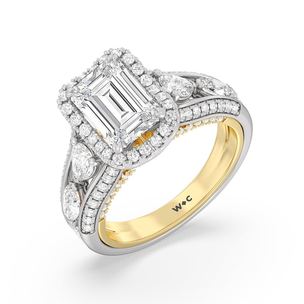 Emerald Cut The Apollo Ring with Lab Grown Diamond in 14KT White & Yellow Gold view 3