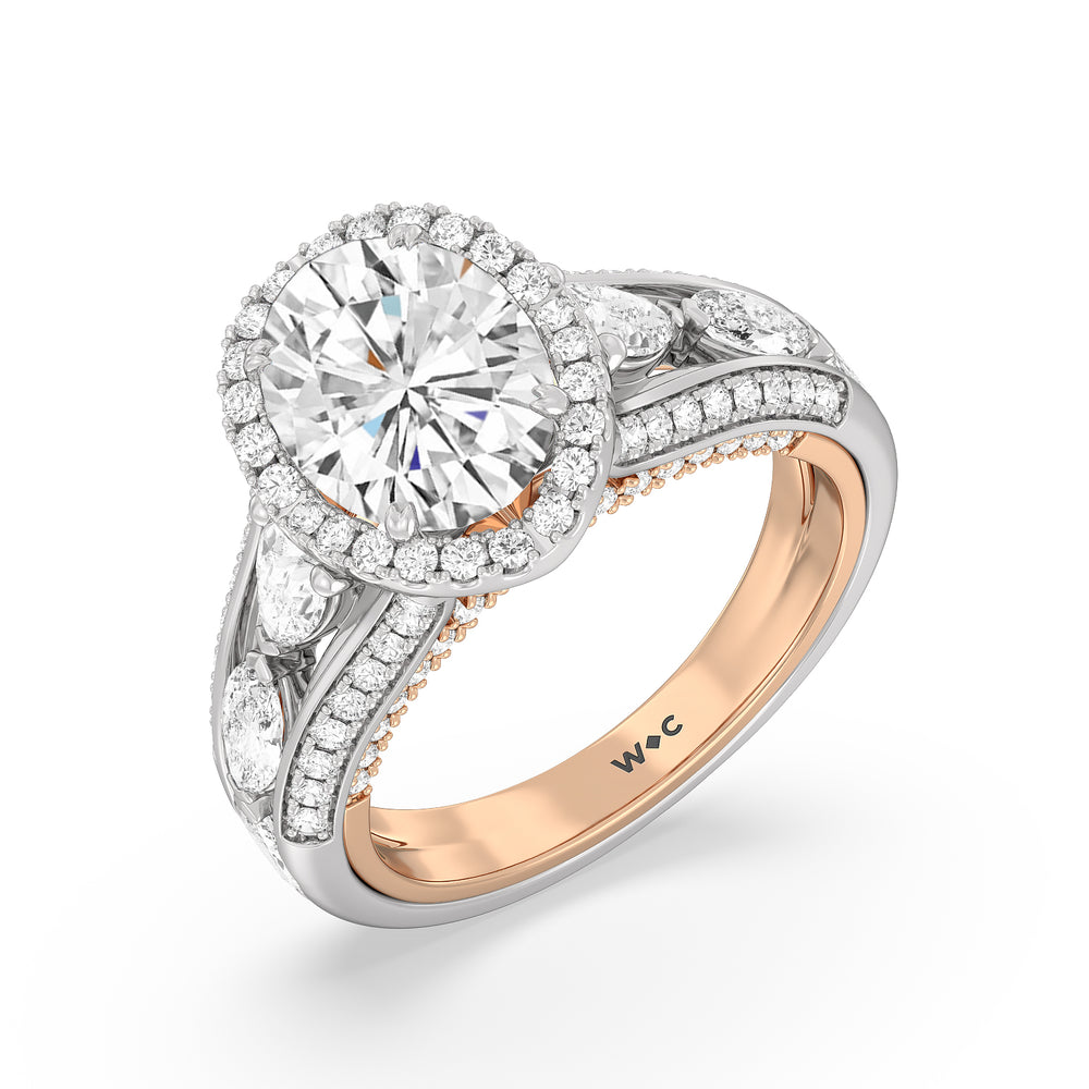 Oval Cut The Apollo Ring with Lab Grown Diamond in 14KT White & Rose Gold view 4