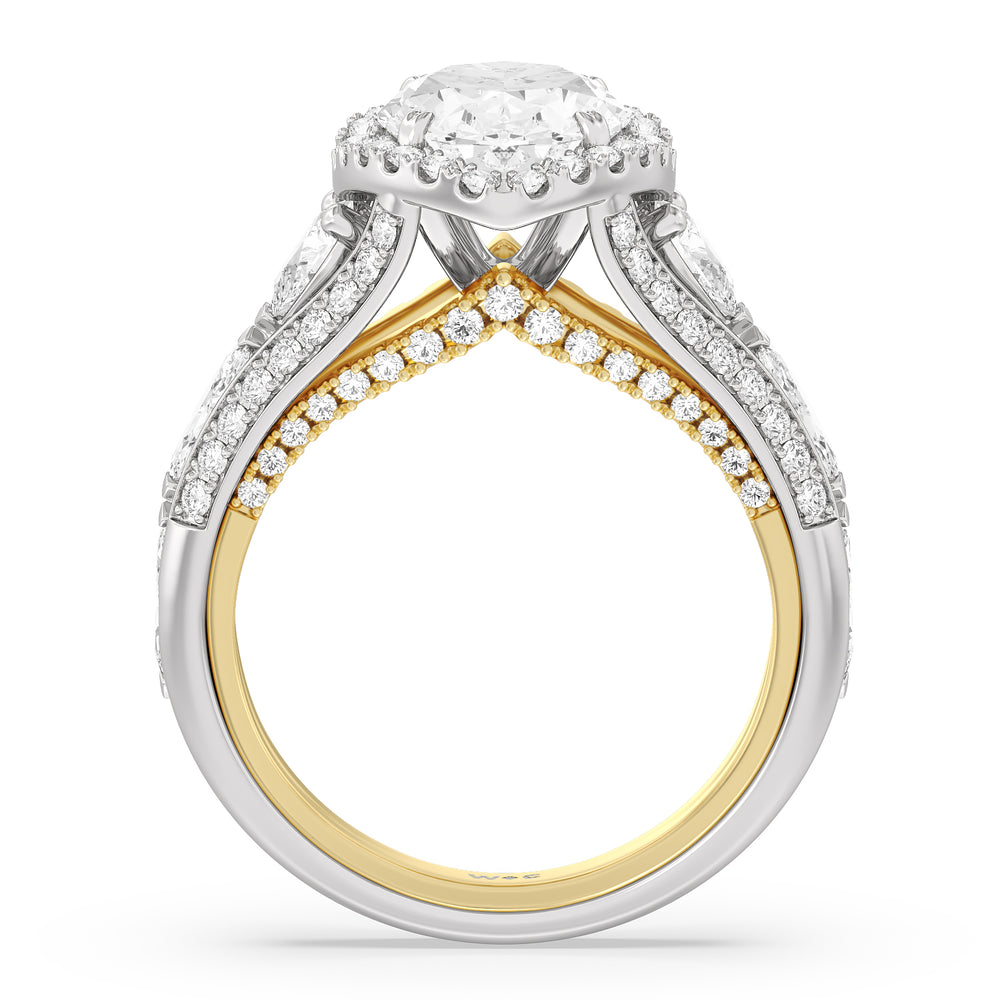 Oval Cut The Apollo Ring with Lab Grown Diamond in 14KT White & Yellow Gold view 3