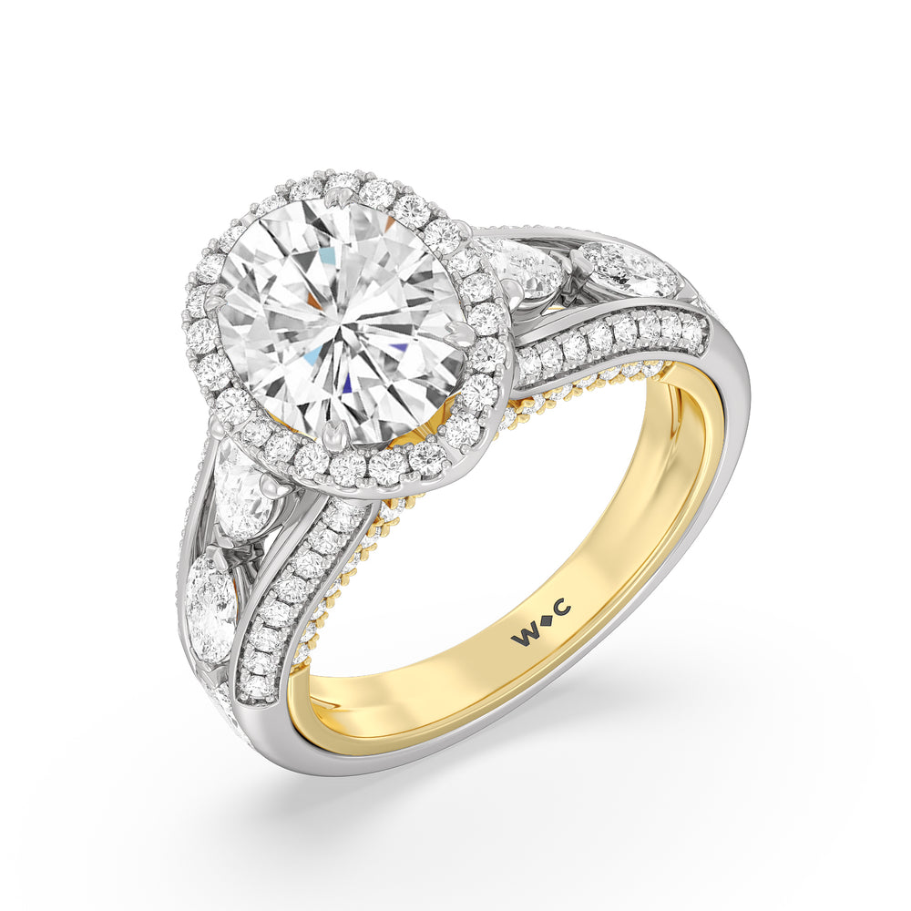 Oval Cut The Apollo Ring with Lab Grown Diamond in 14KT White & Yellow Gold view 4