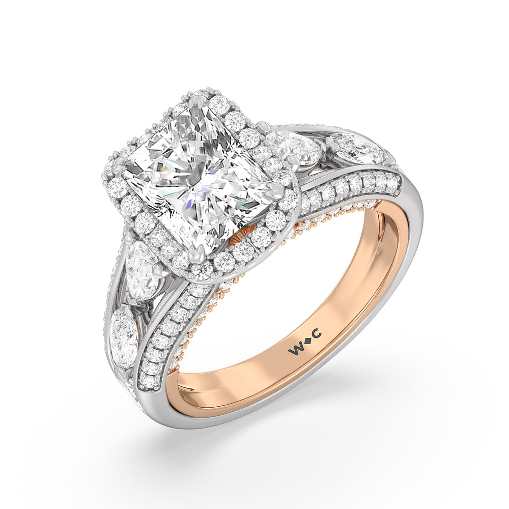 Radiant Cut The Apollo Ring with Lab Grown Diamond in 14KT White & Rose Gold view 3