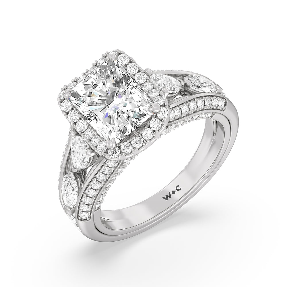 Radiant Cut The Apollo Ring with Lab Grown Diamond in 14KT Platinum view 3