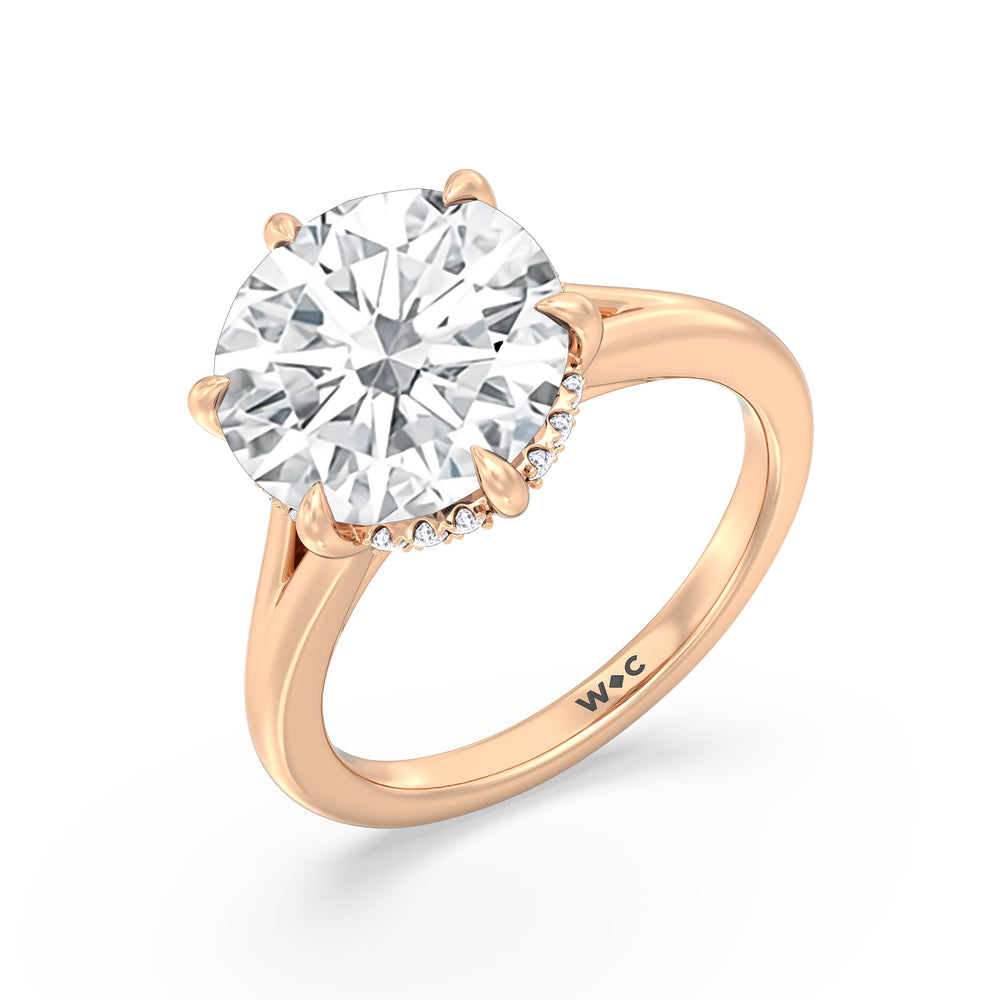 Elegance Split Shank Engagement Ring with Round Cut Diamond in 14KT Rose Gold view 4