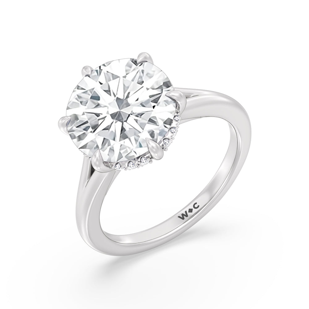 Elegance Split Shank Engagement Ring with Round Cut Diamond in 14KT Platinum view 4