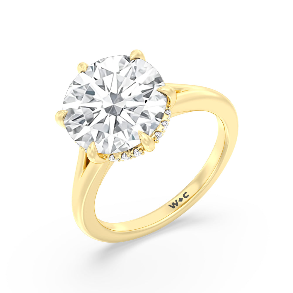 Elegance Split Shank Engagement Ring with Round Cut Diamond in 14KT Yellow Gold view 4