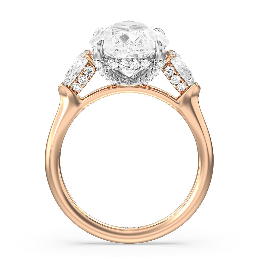 Pear Cut Elegance Pear Side Stone Engagement Ring with Lab Grown Diamond in 14KT White & Rose Gold view 2