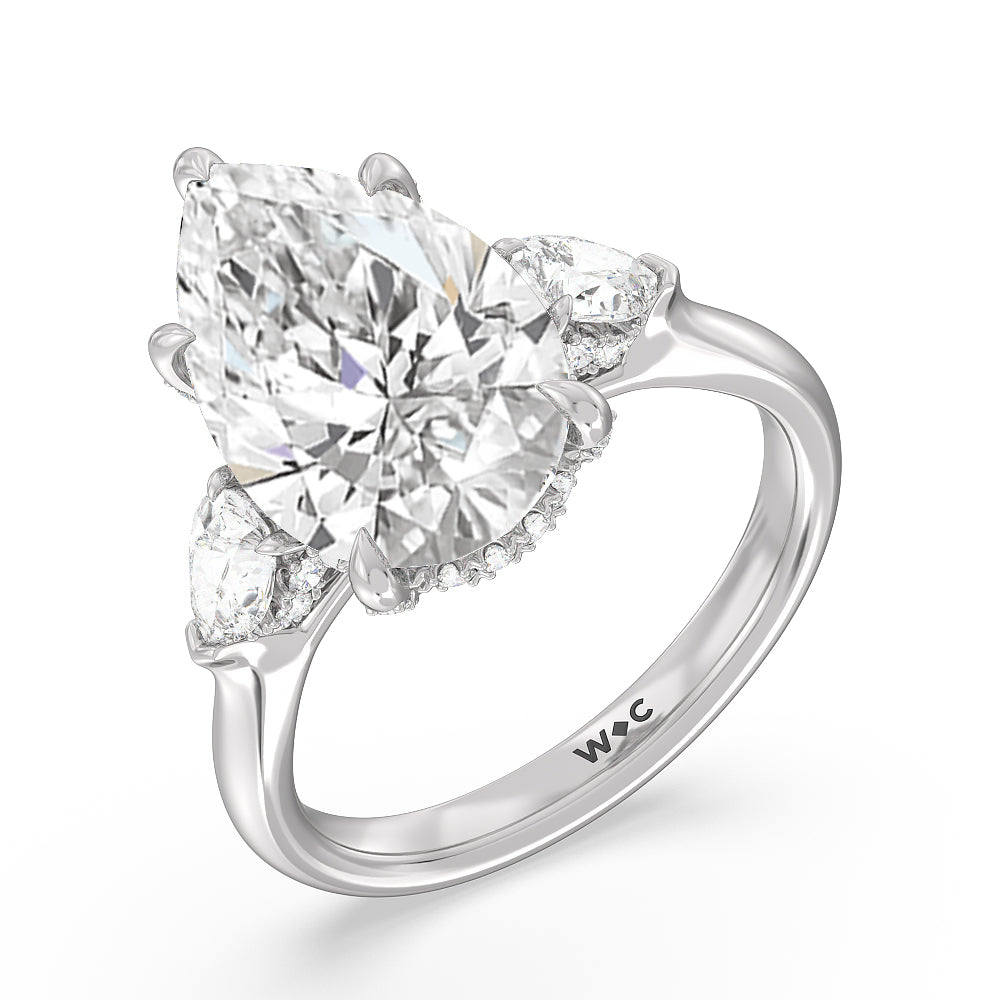 Pear Cut Elegance Pear Side Stone Engagement Ring with Lab Grown Diamond in 14KT Platinum view 3