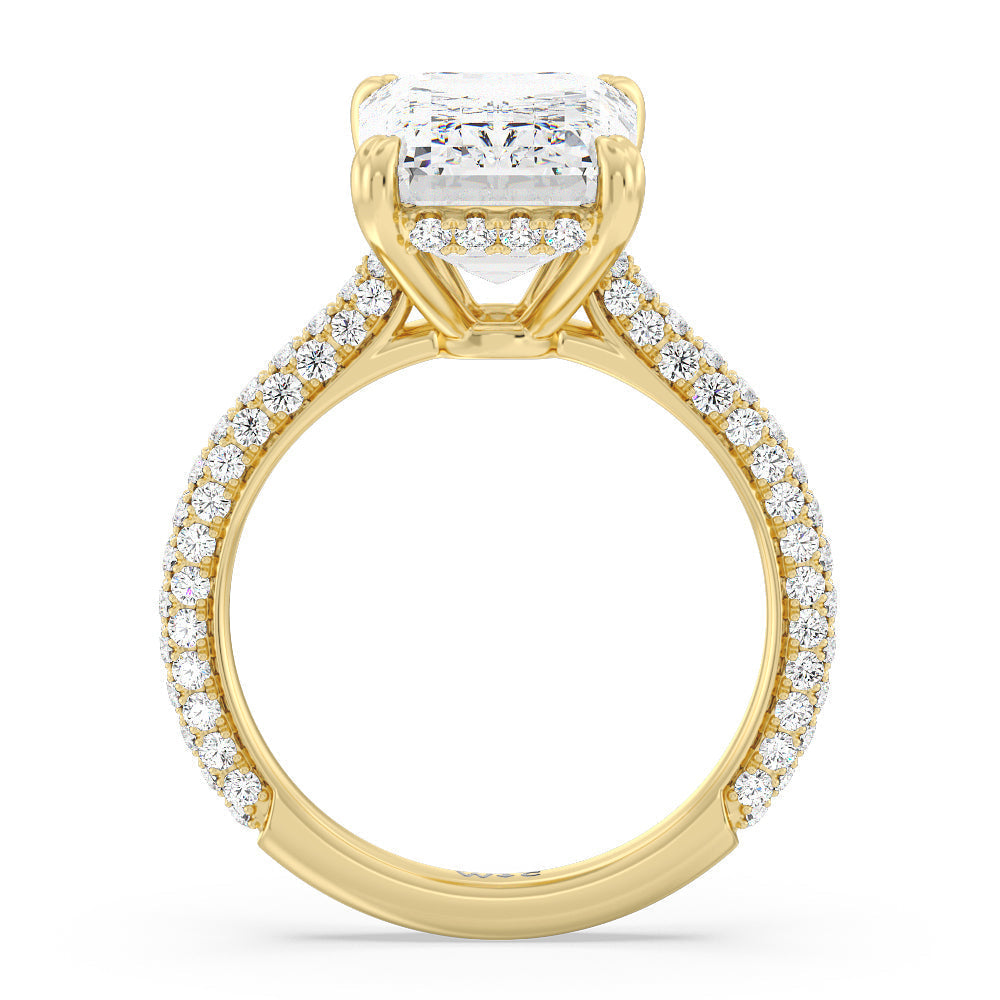 The Windsor Ring with Emerald Cut Diamond in 14KT Yellow Gold view 3