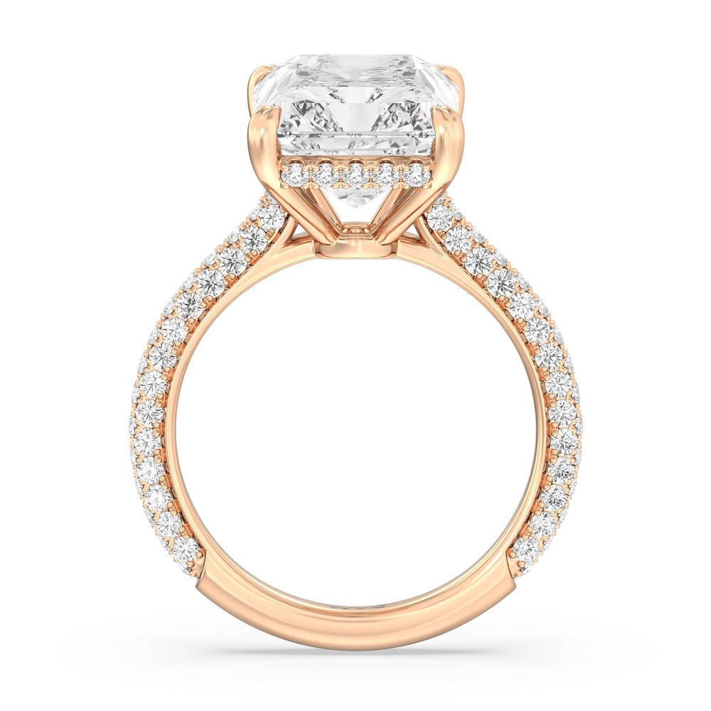 The Windsor Ring with Radiant Cut Diamond in 14KT Rose Gold view 3
