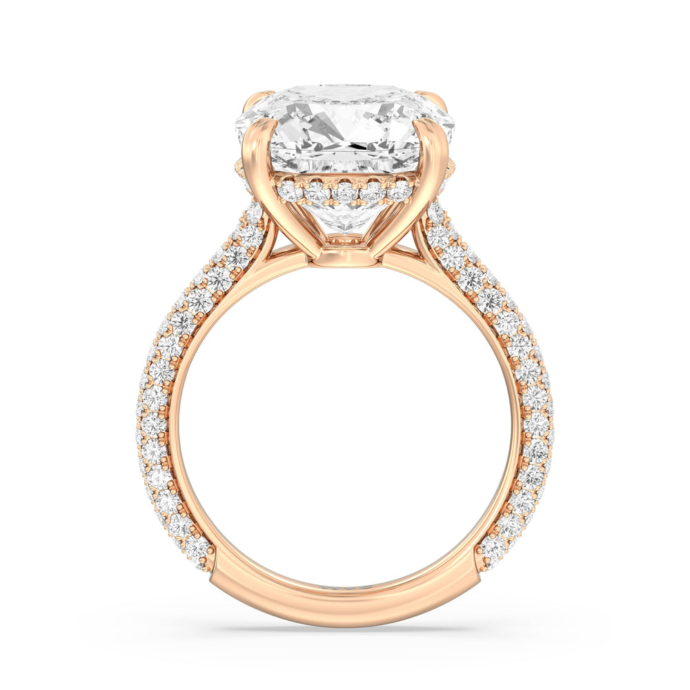 The Windsor Ring with Cushion Cut Diamond in 14KT Rose Gold view 3