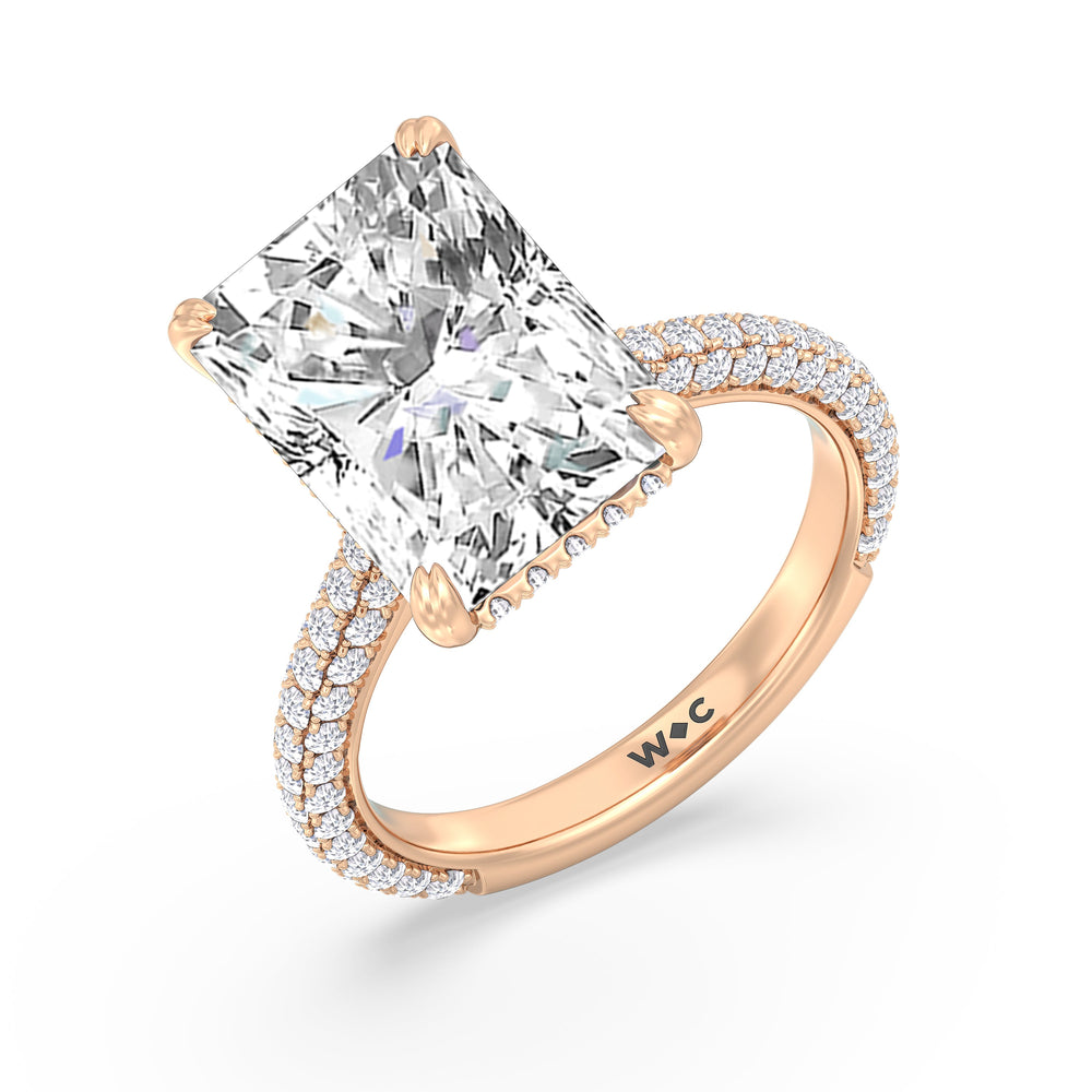 The Windsor Ring with Radiant Cut Diamond in 14KT Rose Gold view 4