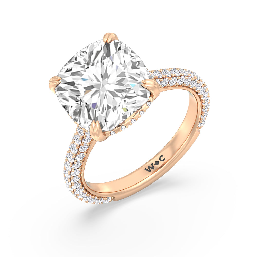 The Windsor Ring with Cushion Cut Diamond in 14KT Rose Gold view 4