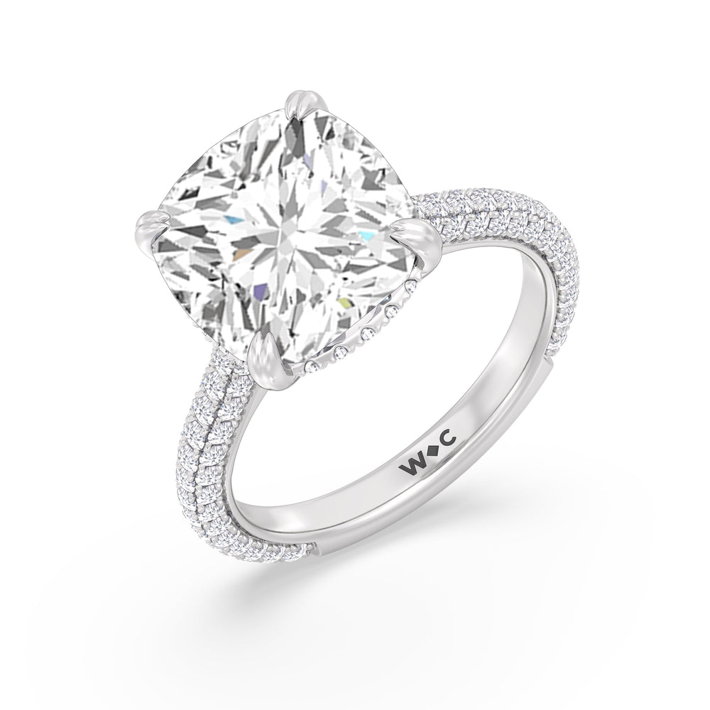 The Windsor Ring with Cushion Cut Diamond in 14KT Platinum view 4