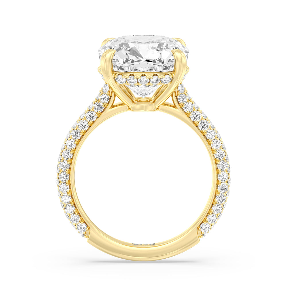 The Windsor Ring with Cushion Cut Diamond in 14KT Yellow Gold view 3
