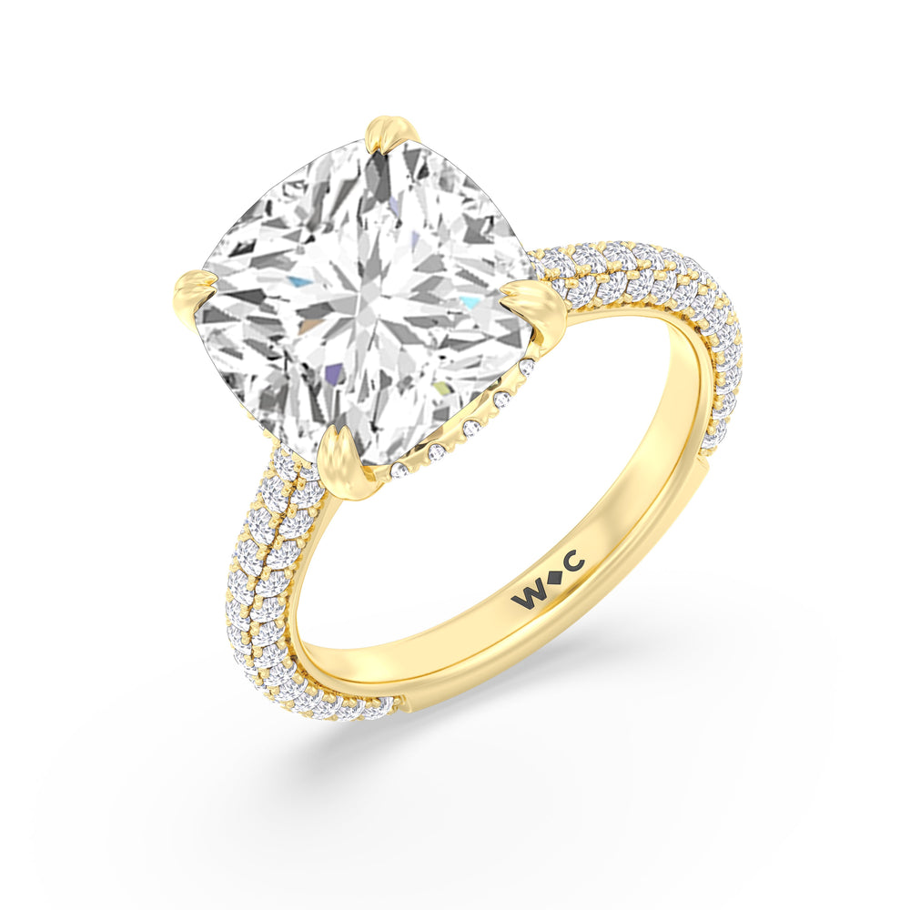 The Windsor Ring with Cushion Cut Diamond in 14KT Yellow Gold view 4