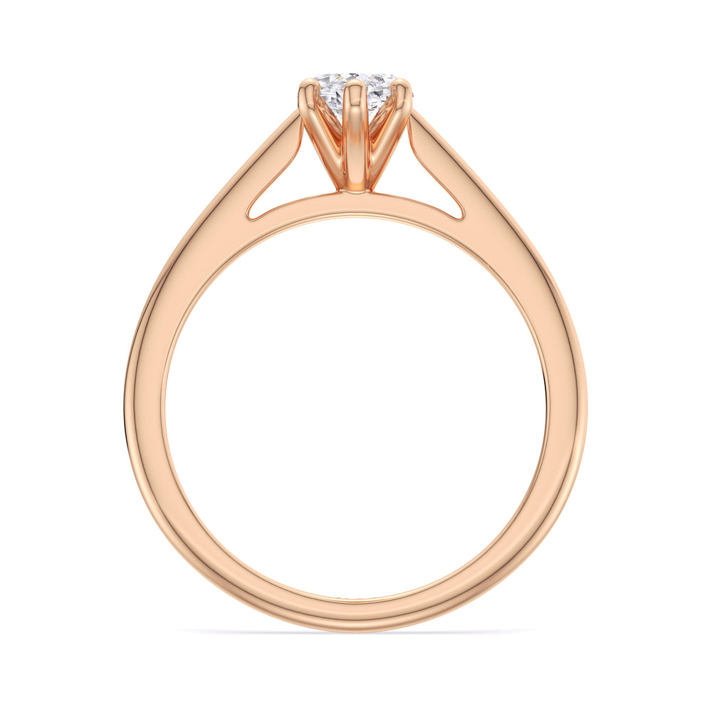Fine Tapered Cathedral Solitaire Engagement Ring with Marquise Cut Diamond in 14KT Rose Gold view 2