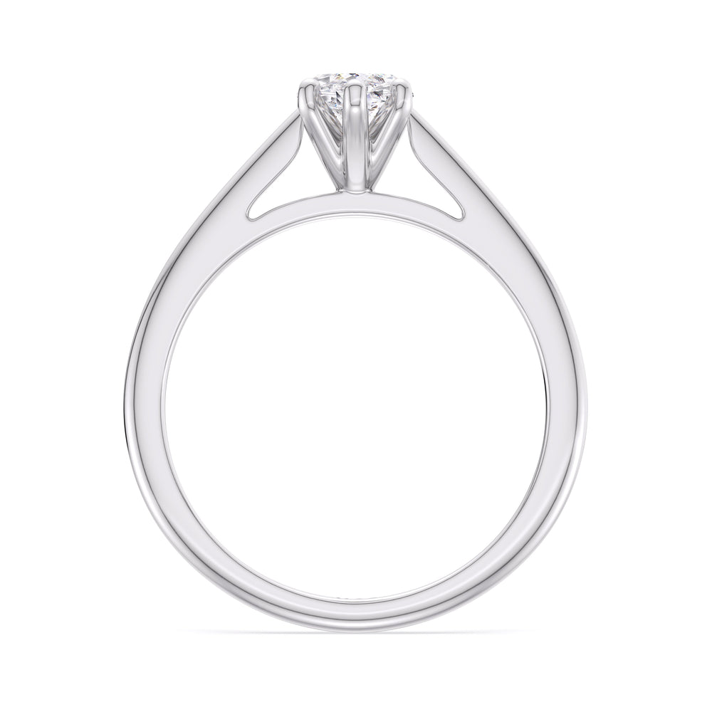 Fine Tapered Cathedral Solitaire Engagement Ring with Marquise Cut Diamond in 14KT Platinum view 2