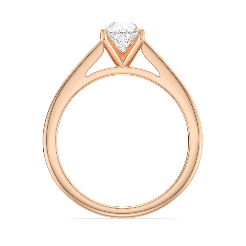 Fine Tapered Cathedral Solitaire Engagement Ring with Pear Cut Diamond in 14KT Rose Gold view 2