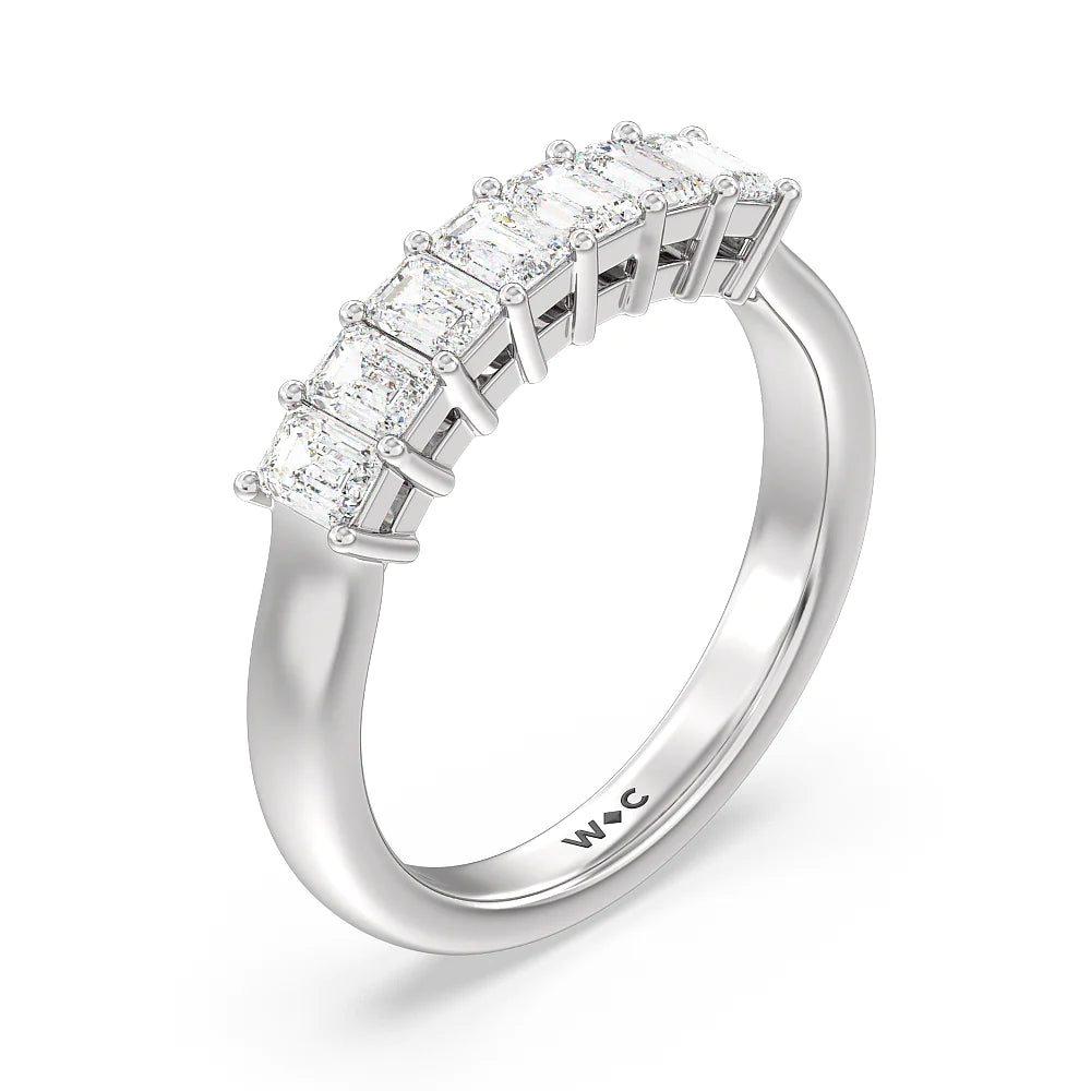 Seven Stone Emerald Cut Diamond Ring (E+ VS+) with Platinum / Lab / 1 Cut Diamond in 14KT Platinum / Lab / 1 view 3