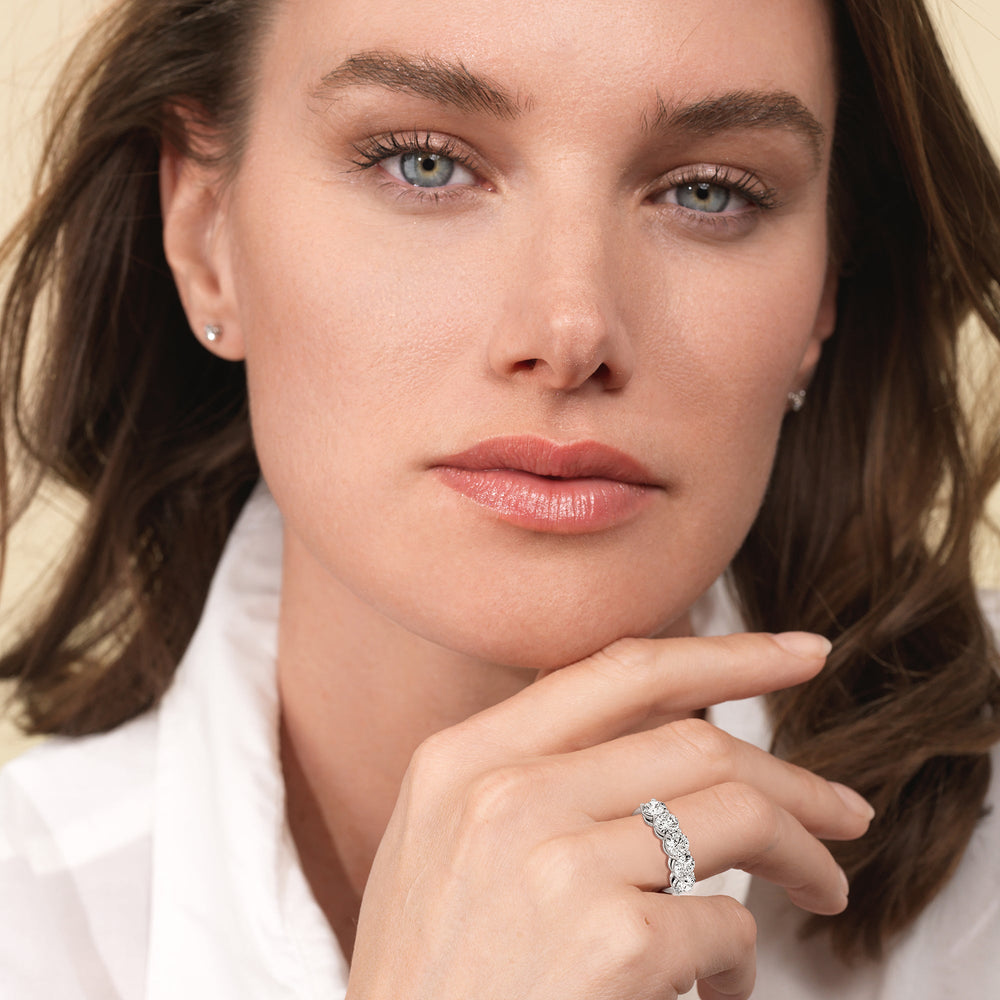 Five Stone Round Diamond Anniversary Ring (F/G SI+) with Platinum / Natural / 5 Cut Diamond in 14KT Platinum / Natural / 5 view 3