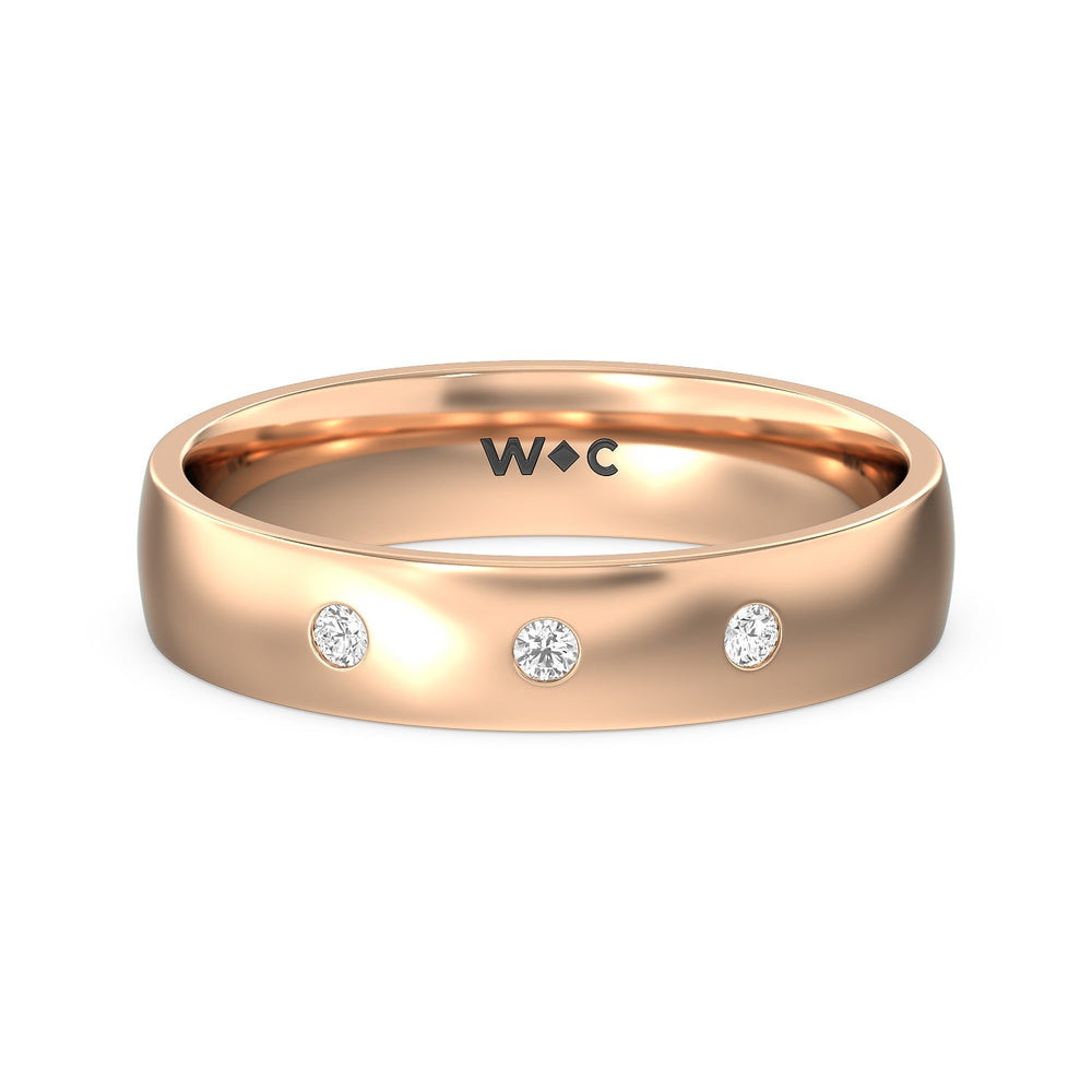 Men's Low Dome Flush Set Diamond Band with 14KT Rose Gold / Lab / 1/10 Cut Diamond in 14KT Rose Gold / Lab / 1/10 view 1