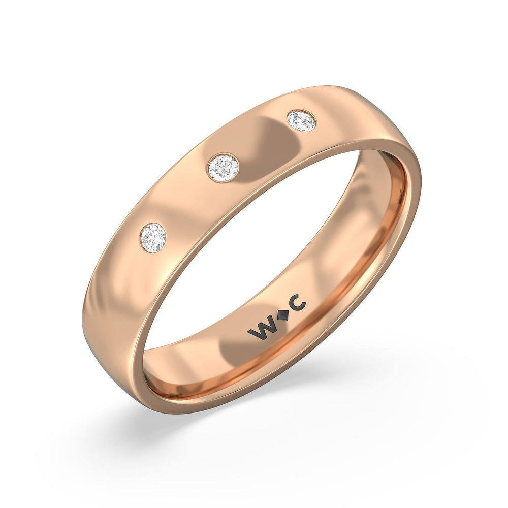 Men's Low Dome Flush Set Diamond Band with 14KT Rose Gold / Lab / 1/10 Cut Diamond in 14KT Rose Gold / Lab / 1/10 view 3