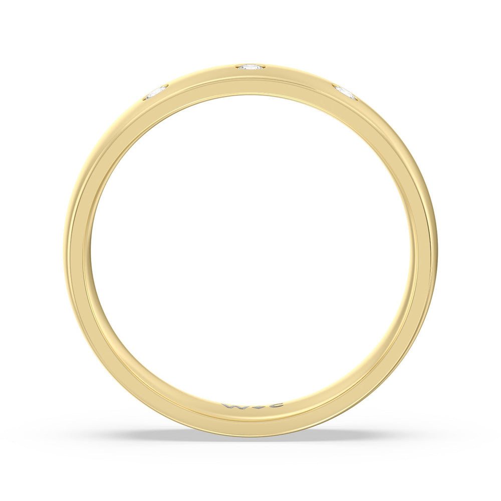 Men's Low Dome Flush Set Diamond Band with 14KT Yellow Gold / Lab / 1/10 Cut Diamond in 14KT Yellow Gold / Lab / 1/10 view 2