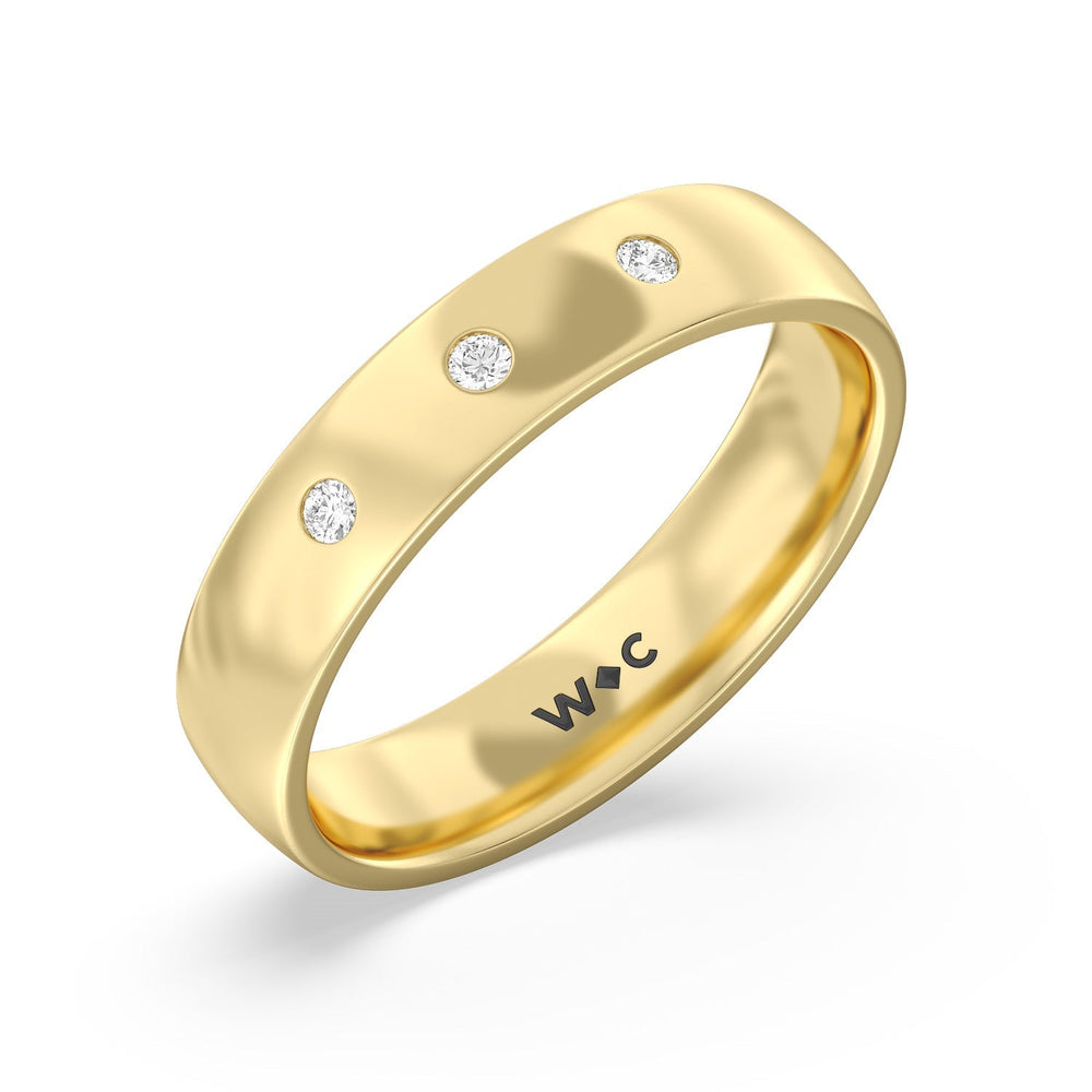 Men's Low Dome Flush Set Diamond Band with 14KT Yellow Gold / Lab / 1/10 Cut Diamond in 14KT Yellow Gold / Lab / 1/10 view 3