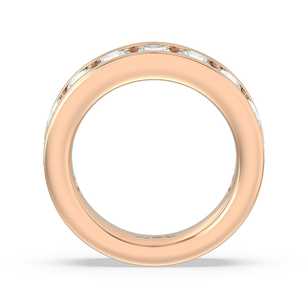 Round Brilliant Cut Diamond Channel Set Band (F/G SI+) with 18KT Rose Gold / Natural / 3 Cut Diamond in 14KT Rose Gold / Natural / 3 view 4