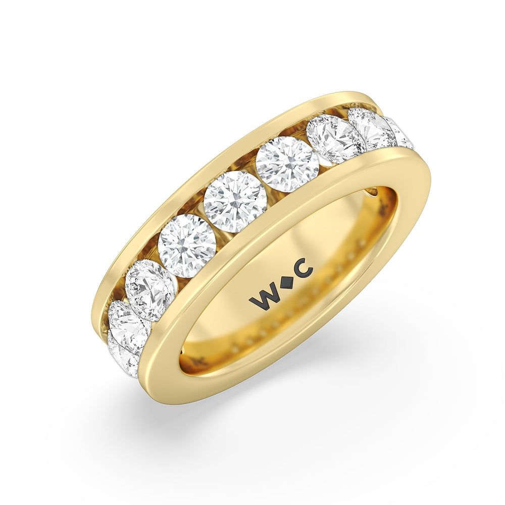 Round Brilliant Cut Diamond Channel Set Band (F/G SI+) with 18KT Yellow Gold / Natural / 3 Cut Diamond in 14KT Yellow Gold / Natural / 3 view 5