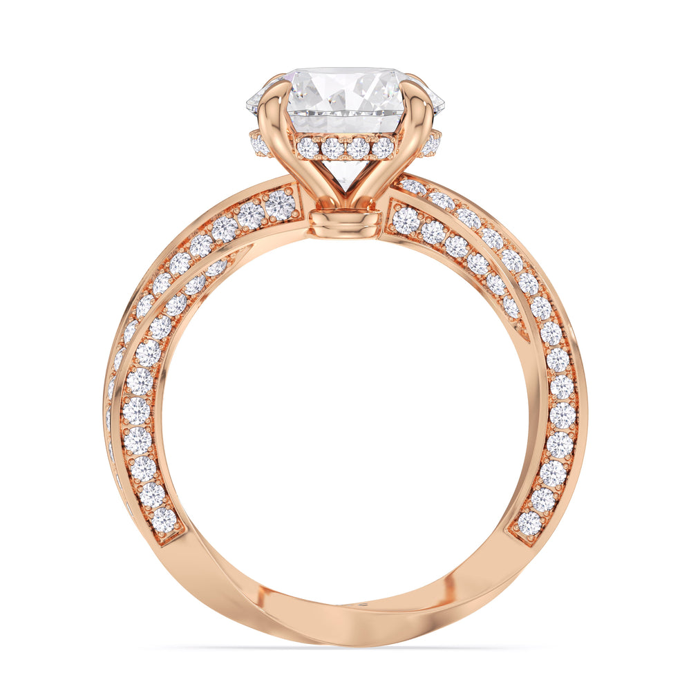 The Bond Engagement Ring with Round Cut Diamond in 14KT Rose Gold view 3