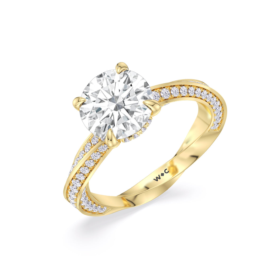 The Bond Engagement Ring with Round Cut Diamond in 14KT Yellow Gold view 4